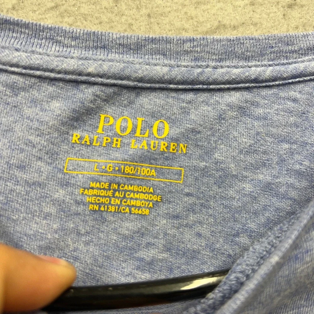 Polo Ralph Lauren Mens Long Sleeve T-Shirt Blue Heather Pony Logo Large 2212